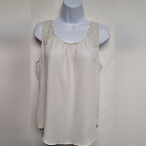 Pleione M Ivory Top Sheer Zipper Back Very Nice Condition